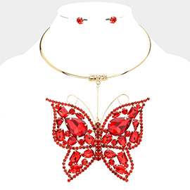 Stone Embellished Butterfly Pendant  Necklace