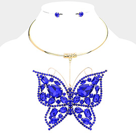 Stone Embellished Butterfly Pendant  Necklace
