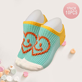 10Pairs - Heart Smile Printed Socks