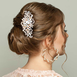 Multi Stone Flower Leaf Hair Comb