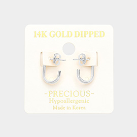14K White Gold Dipped Metal Oval Hoop Earrings
