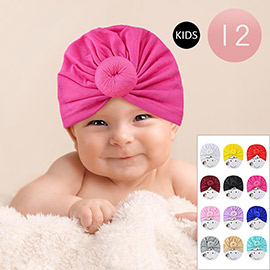 12PCS - Solid Kids Turban Hats