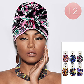 12PCS - Geometric Patterned Turban Hats