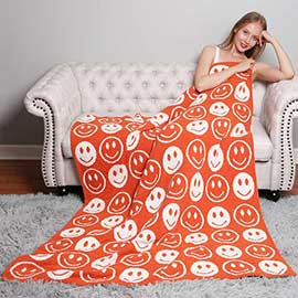 Smile Patterned Reversible Throw Blanket