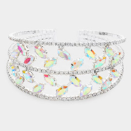 Marquise Stone Accented Cuff Evening Bracelet