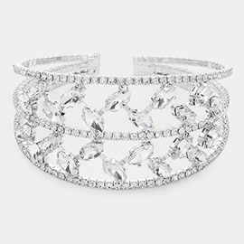 Marquise Stone Accented Cuff Evening Bracelet