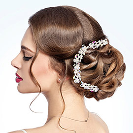 Floral Marquise Stone Accented Bun Wrap Headpiece