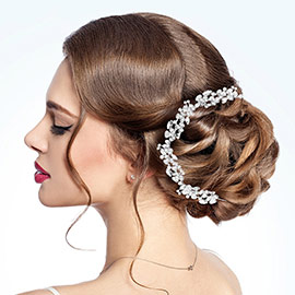 Floral Marquise Stone Accented Bun Wrap Headpiece