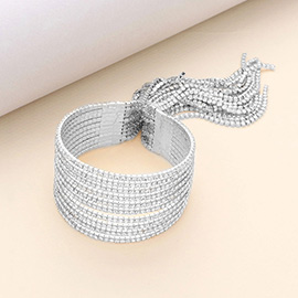 Dropped Rhinestone Tassel Evening Bracelet