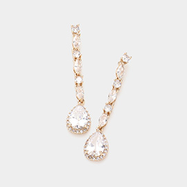 CZ Multi Stone Link Dangle Evening Earrings