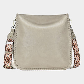 Patterned Strap Solid Crossbody Bag