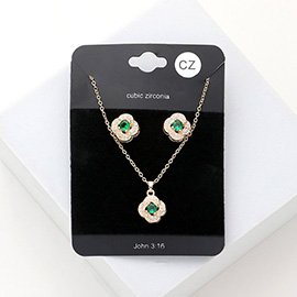 CZ Quatrefoil Pendant Necklace