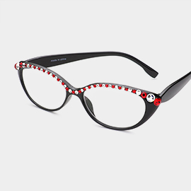 Crystal Detail Semi Cat Eyes Reading Glasses