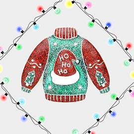 HOHOHO Message Santa Hat Tree Pointed Christmas Sweater Pin Brooch