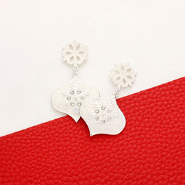 Glittered Snowflake Petal Link Dangle Earrings