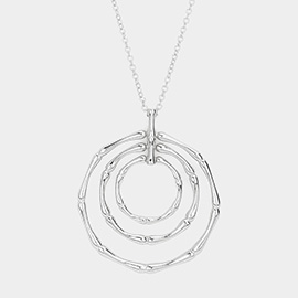 Triple Open Metal Circle Pendant Long Necklace