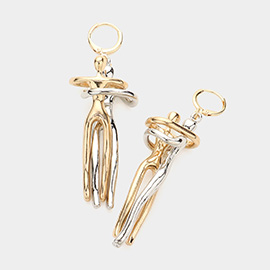 Metal People Hugging Dangle Huggie Hoop Earrings