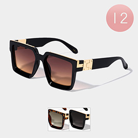 12PCS - Gold Detailed Square Wayfarer Sunglasses