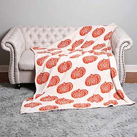 Pumpkin Patterned Reversible Throw Blanket