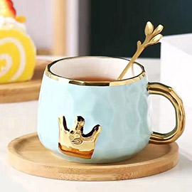 Crown Ceramic Mug Cup and Saucer Set