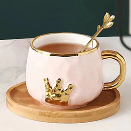 Crown Ceramic Tea Mug Cup and Saucer Set