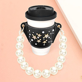 Star Coffee Cup Sleeve With Pearl Strap
