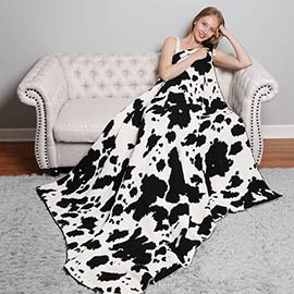 Cow Patterned Reversible Throw Blanket