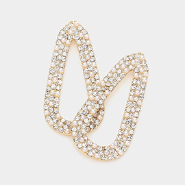 Pearl Rhinestone Embellished Open Teardrop Dangle Earrings