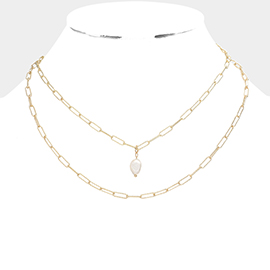Pearl Pendant Double Layered Necklace