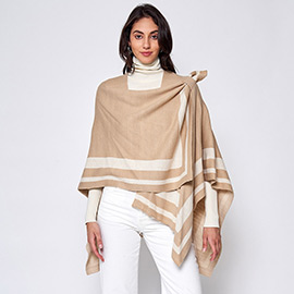 Striped Shoulder Strap Ruana Poncho