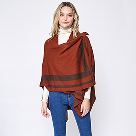 Striped Shoulder Strap Ruana Poncho