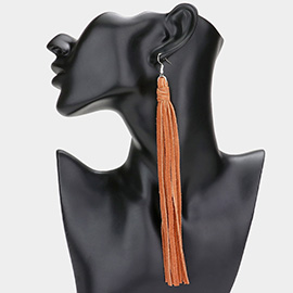 Genuine Leather Tassel Dangle Earrings