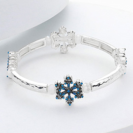 Stone Embellished Snowflake Stretch Bracelet