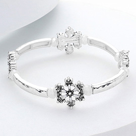 Stone Embellished Snowflake Stretch Bracelet