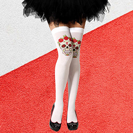 Day of The Dead Skull Halloween Costume Tight High Stockings