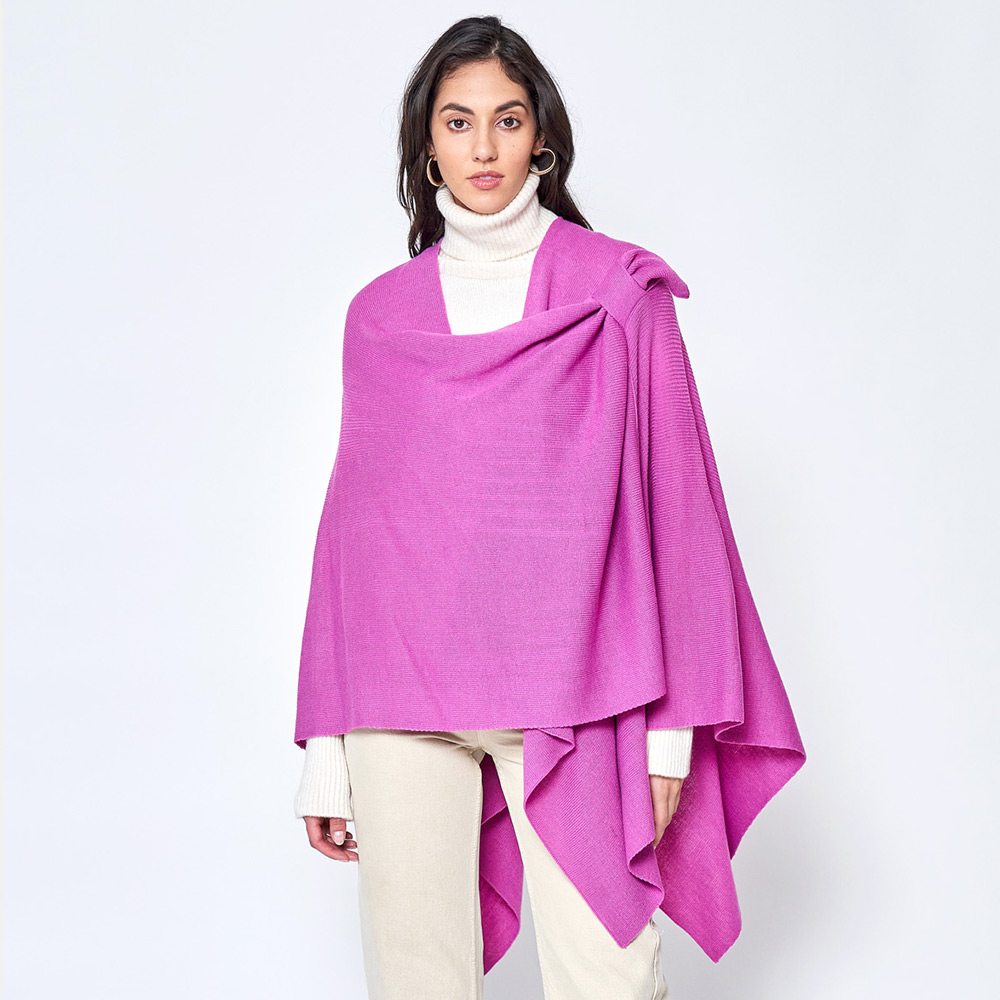 Shoulder Strap Solid Ruana Poncho