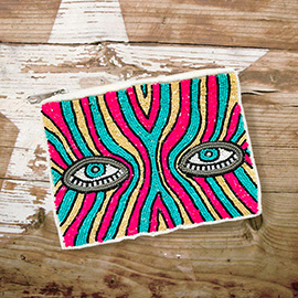 Evil Eye Seed Beaded Halloween Mini Pouch Bag
