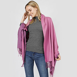 Reversible Solid Shawl Oblong Scarf
