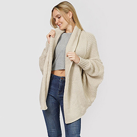 Solid Sweater Open Cardigan