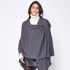 Shoulder Strap Solid Ruana Poncho