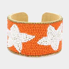 Game Day Beaded Star Accented Cuff Bracelet