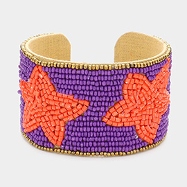 Game Day Beaded Star Accented Cuff Bracelet