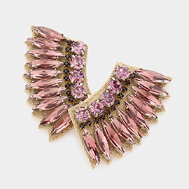 Felt Back Multi Stone Embellished Wing Earrings
