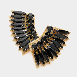 Felt Back Multi Stone Embellished Wing Earrings