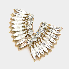 Felt Back Multi Stone Embellished Wing Earrings