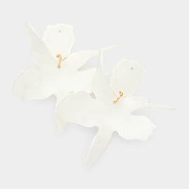 Floral Glittered Resin Dangle Earrings