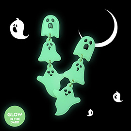 Glow in The Dark Triple Ghost Link Dangle Earrings