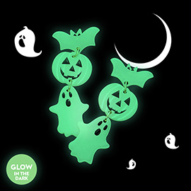 Glow in The Dark Bat Pumpkin Ghost Link Dangle Earrings