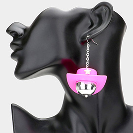 Star Pointed Cowboy Hat Disco Ball Dangle Earrings