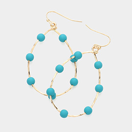 Colored Ball Station Open Metal Teardrop Dangle Earrings